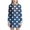 Baseballs Star Pattern Print Pullover Hoodie Dress