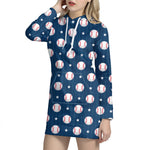 Baseballs Star Pattern Print Hoodie Dress