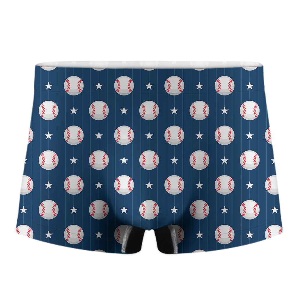 Baseballs Star Pattern Print Men's Boxer Briefs