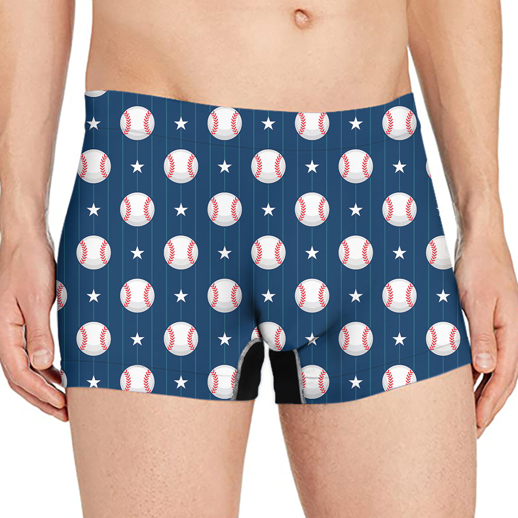 Baseballs Star Pattern Print Men's Boxer Briefs