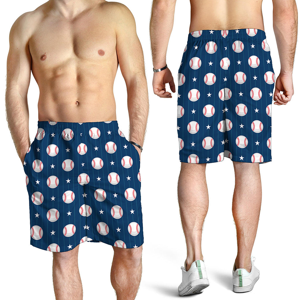 Baseballs Star Pattern Print Men's Shorts