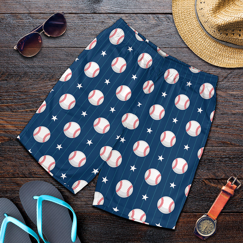 Baseballs Star Pattern Print Men's Shorts