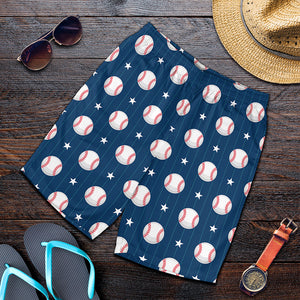 Baseballs Star Pattern Print Men's Shorts