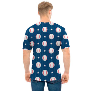 Baseballs Star Pattern Print Men's T-Shirt