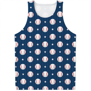 Baseballs Star Pattern Print Men's Tank Top