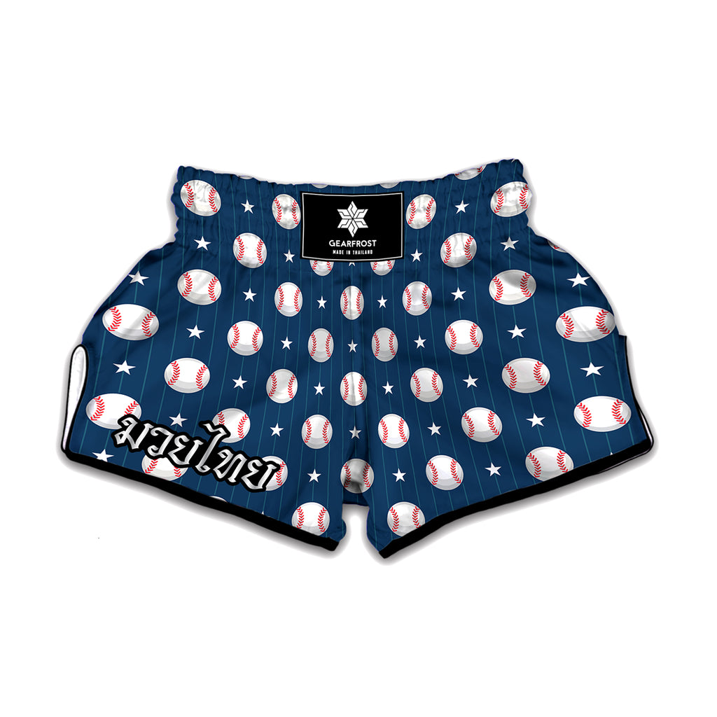 Baseballs Star Pattern Print Muay Thai Boxing Shorts