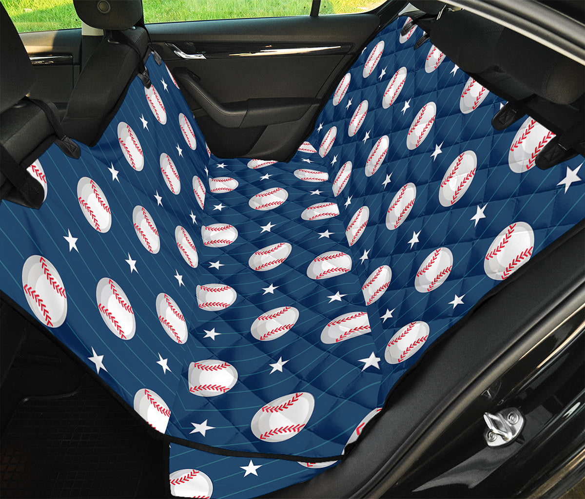 Baseballs Star Pattern Print Pet Car Back Seat Cover