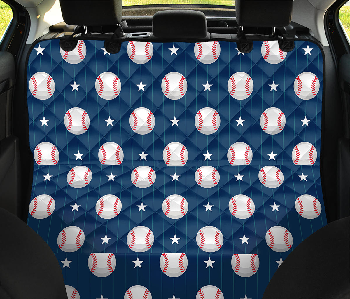 Baseballs Star Pattern Print Pet Car Back Seat Cover