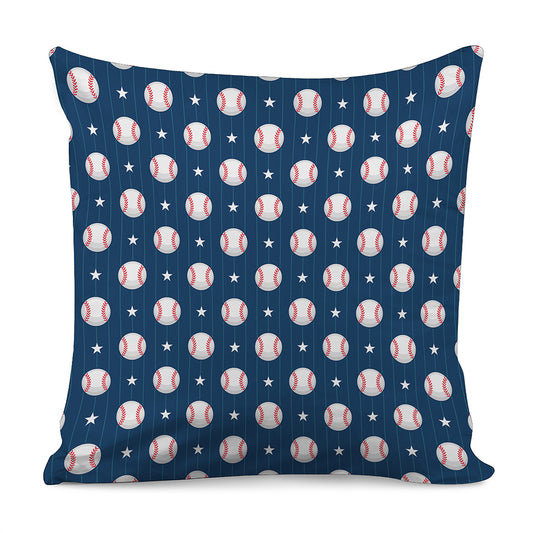 Baseballs Star Pattern Print Pillow Cover