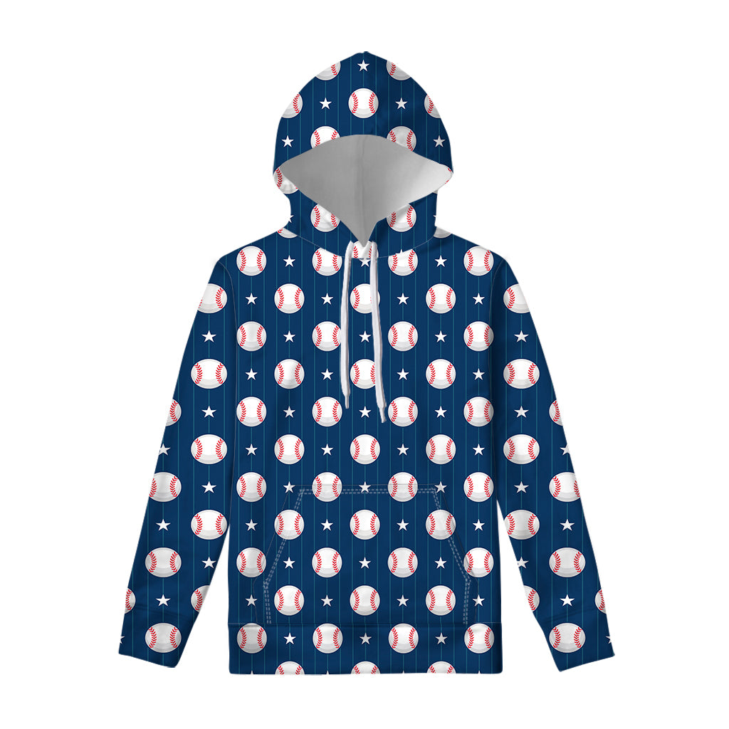 Baseballs Star Pattern Print Pullover Hoodie