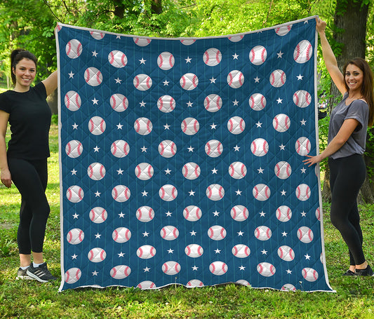Baseballs Star Pattern Print Quilt