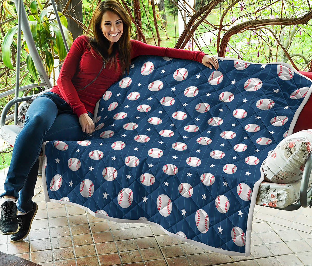 Baseballs Star Pattern Print Quilt