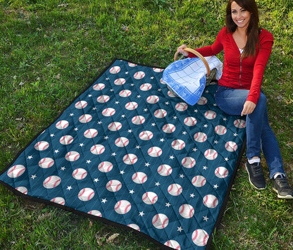 Baseballs Star Pattern Print Quilt
