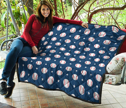 Baseballs Star Pattern Print Quilt