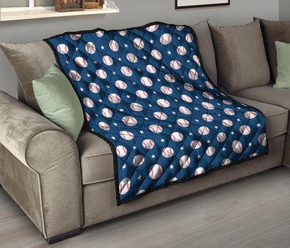 Baseballs Star Pattern Print Quilt