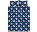 Baseballs Star Pattern Print Quilt Bed Set