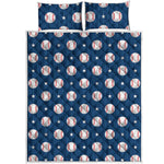 Baseballs Star Pattern Print Quilt Bed Set