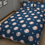 Baseballs Star Pattern Print Quilt Bed Set