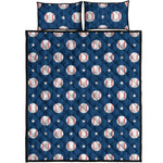 Baseballs Star Pattern Print Quilt Bed Set