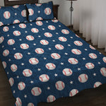 Baseballs Star Pattern Print Quilt Bed Set