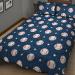 Baseballs Star Pattern Print Quilt Bed Set