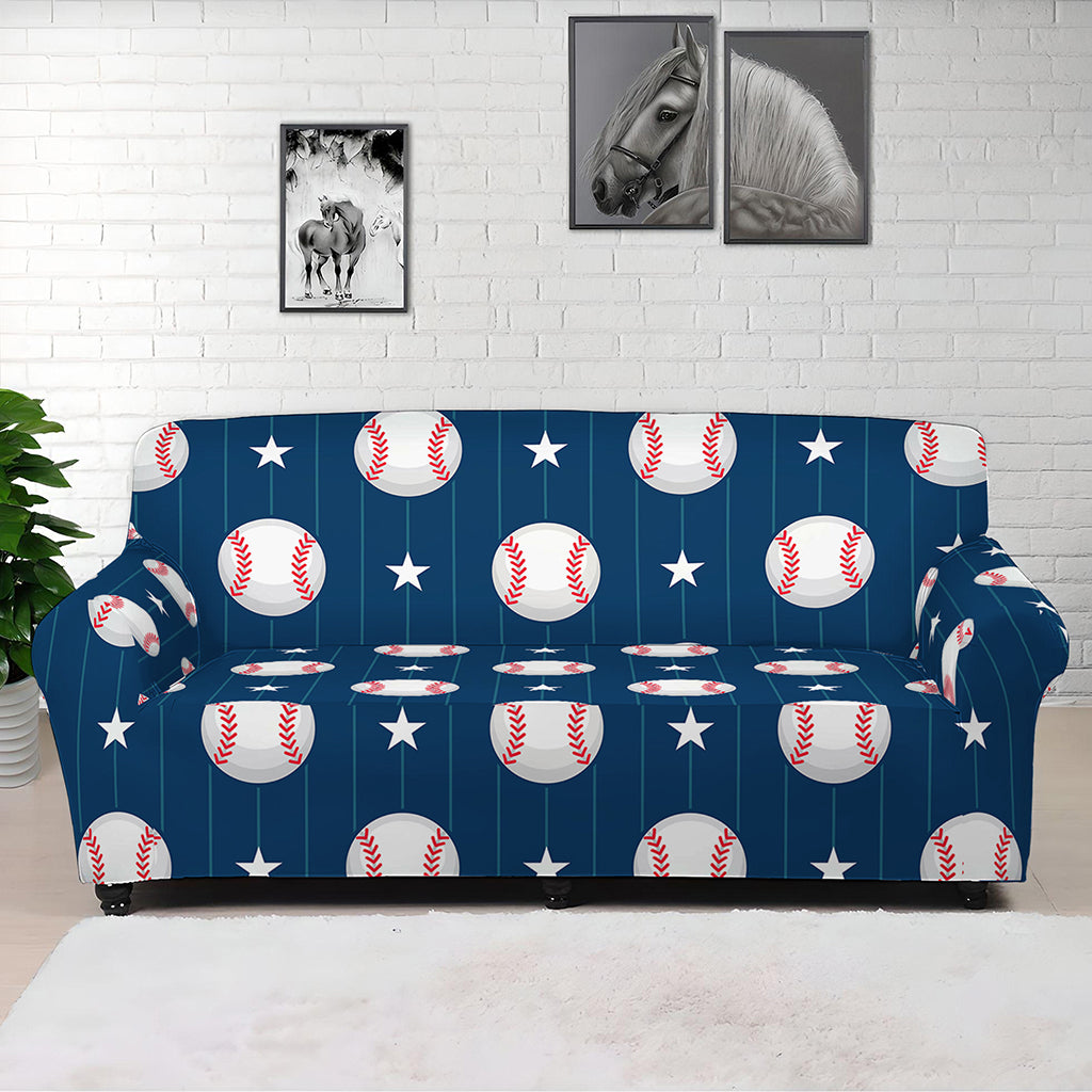 Baseballs Star Pattern Print Sofa Cover