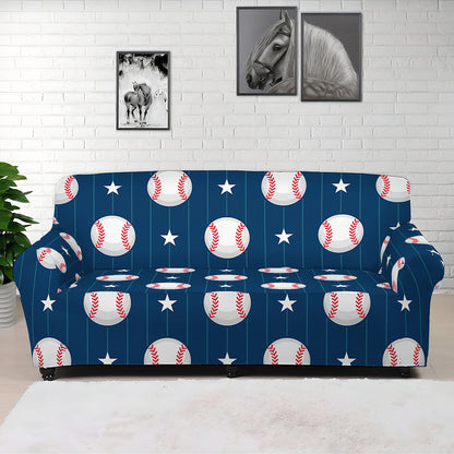 Baseballs Star Pattern Print Sofa Cover
