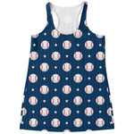 Baseballs Star Pattern Print Women's Racerback Tank Top