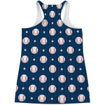Baseballs Star Pattern Print Women's Racerback Tank Top