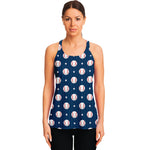 Baseballs Star Pattern Print Women's Racerback Tank Top