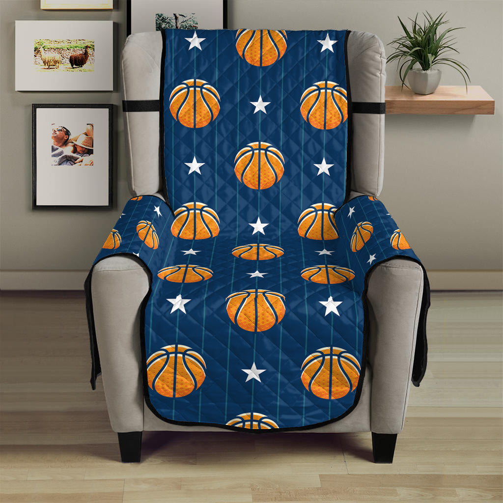 Basketball And Star Pattern Print Armchair Protector