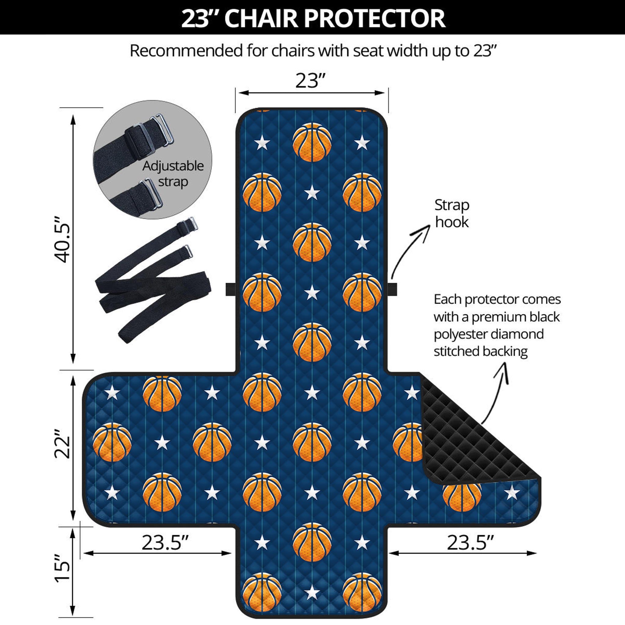 Basketball And Star Pattern Print Armchair Protector