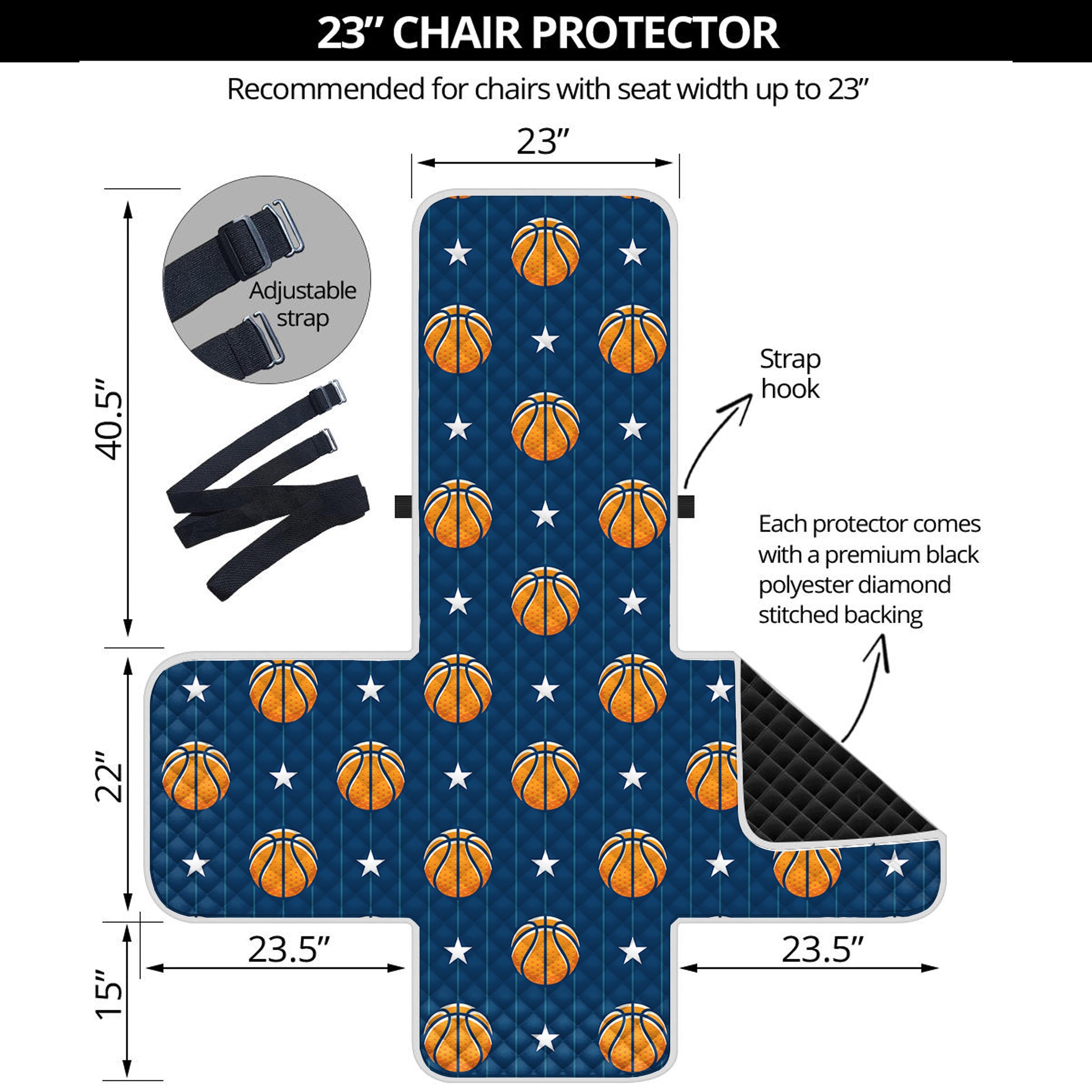 Basketball And Star Pattern Print Armchair Protector