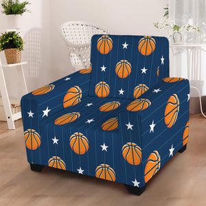 Basketball And Star Pattern Print Armchair Slipcover