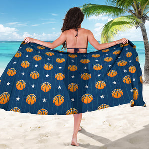 Basketball And Star Pattern Print Beach Sarong Wrap