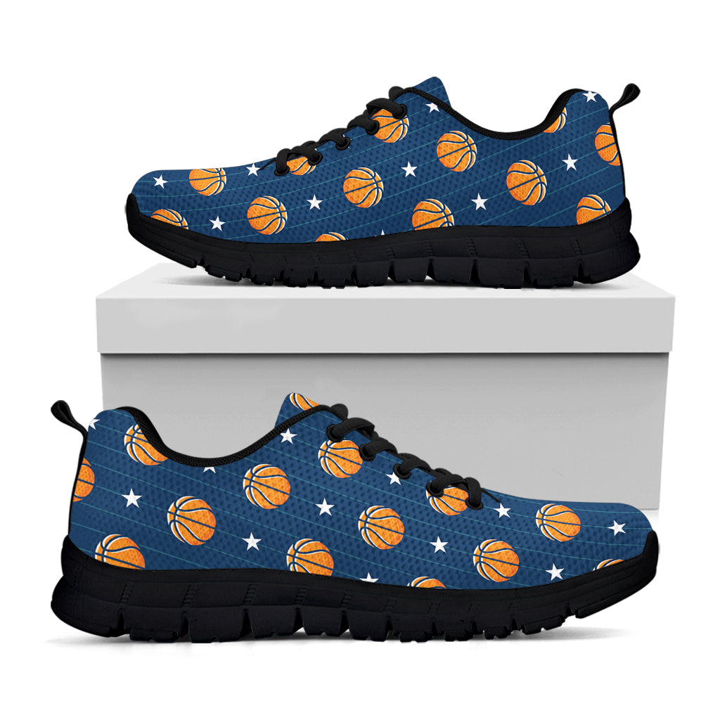 Basketball And Star Pattern Print Black Sneakers