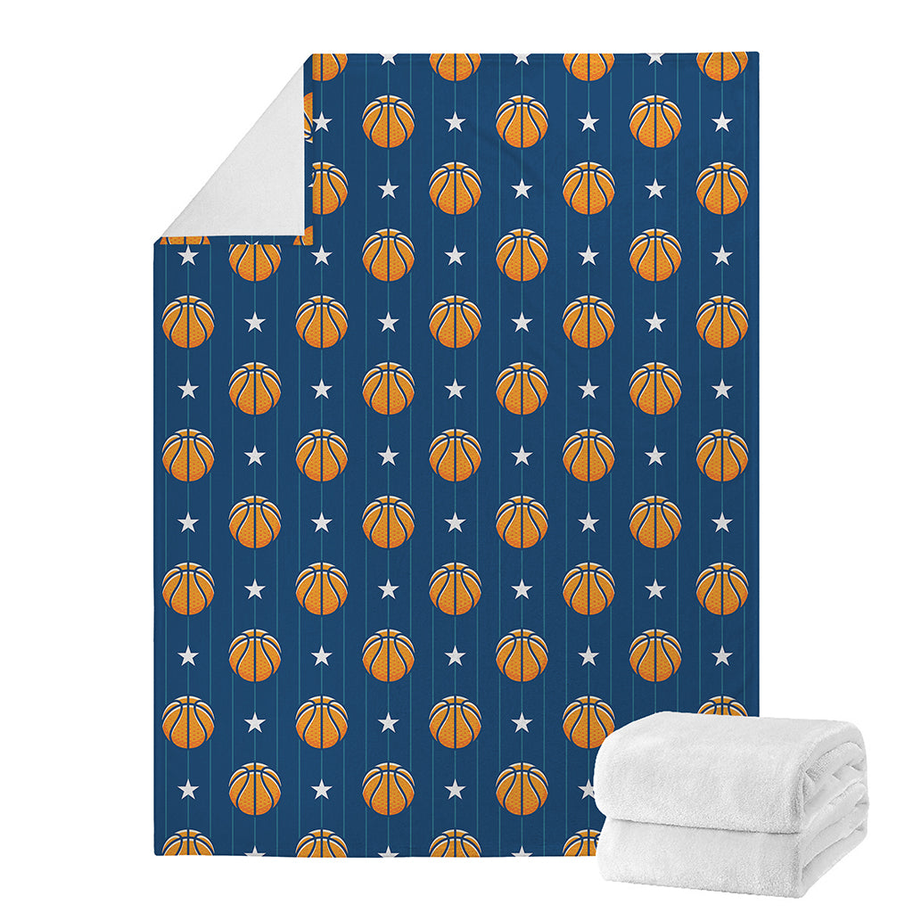 Basketball And Star Pattern Print Blanket