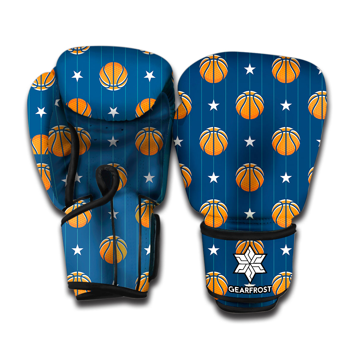 Basketball And Star Pattern Print Boxing Gloves