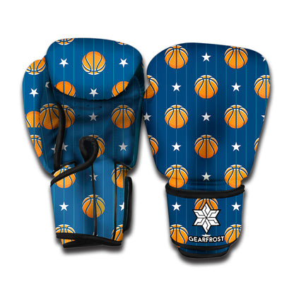 Basketball And Star Pattern Print Boxing Gloves