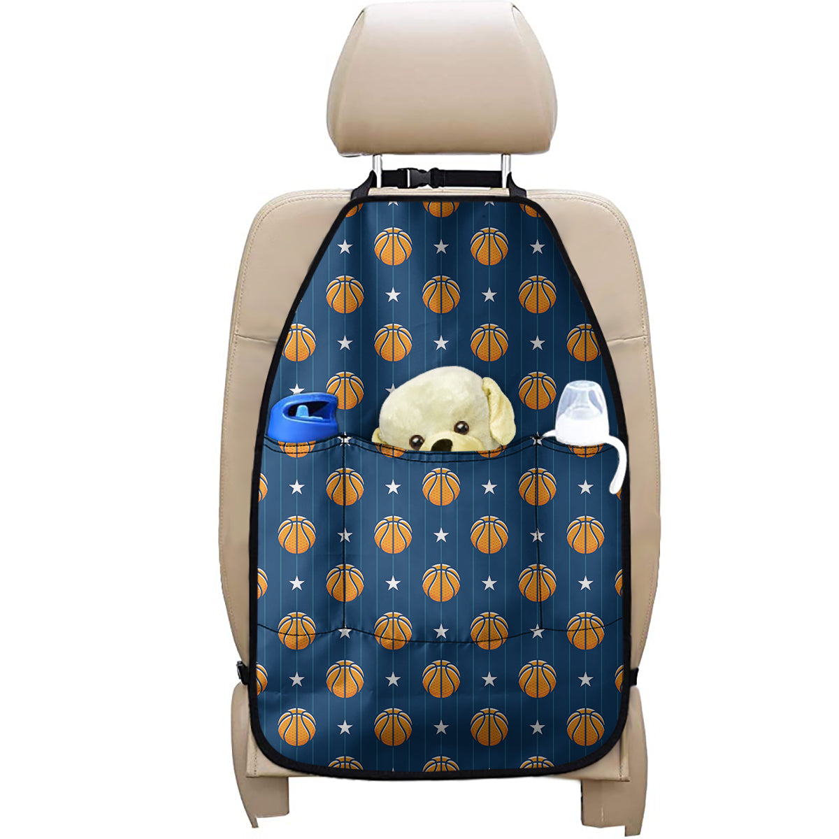 Basketball And Star Pattern Print Car Seat Organizers