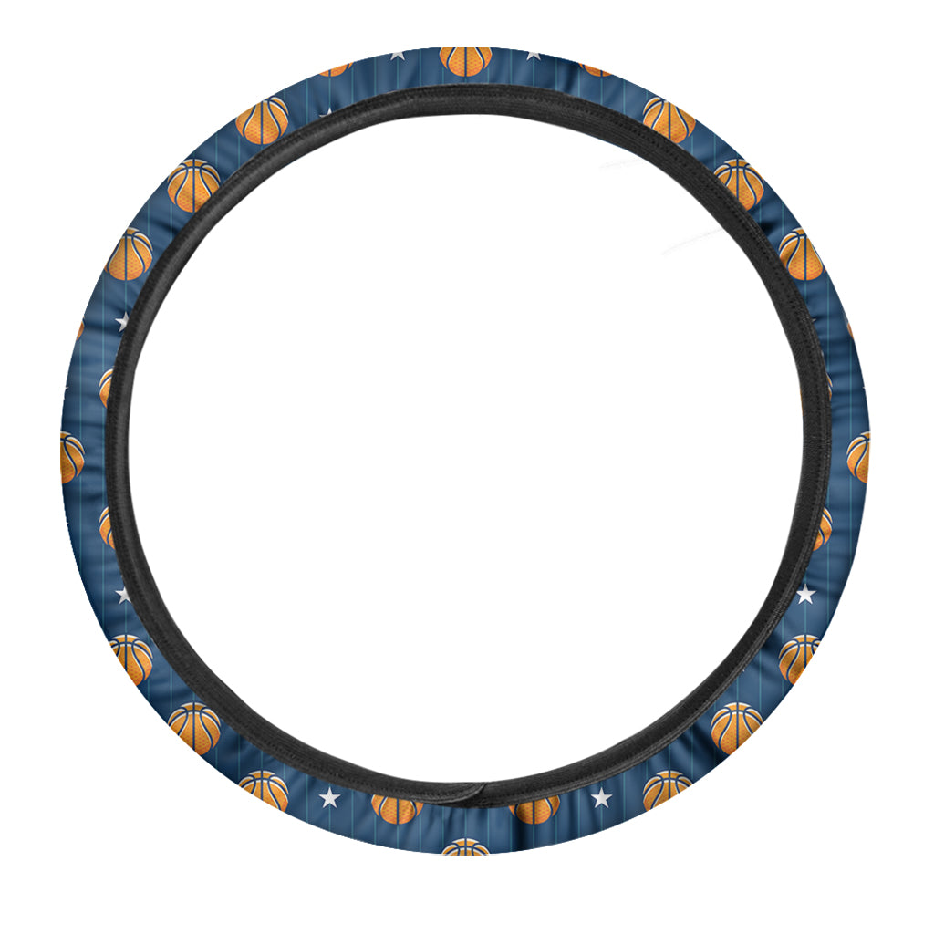 Basketball And Star Pattern Print Car Steering Wheel Cover
