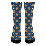 Basketball And Star Pattern Print Crew Socks