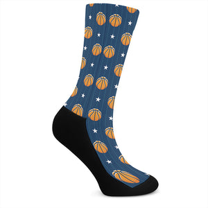 Basketball And Star Pattern Print Crew Socks