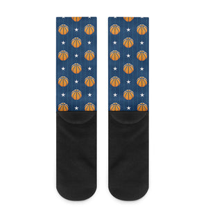 Basketball And Star Pattern Print Crew Socks