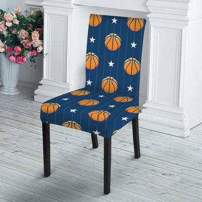 Basketball And Star Pattern Print Dining Chair Slipcover