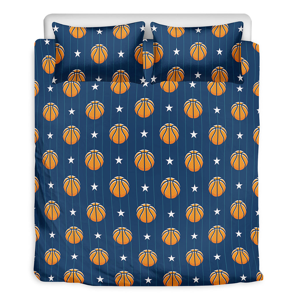 Basketball And Star Pattern Print Duvet Cover Bedding Set