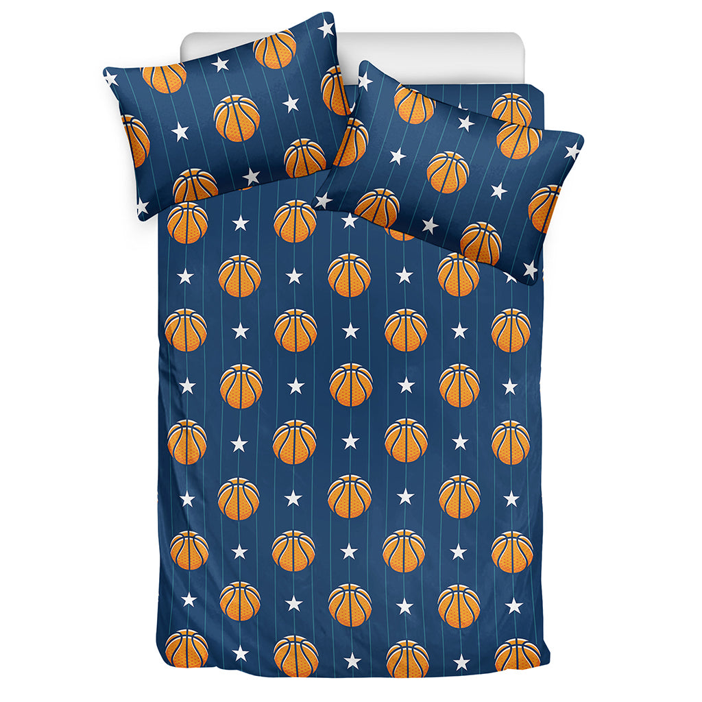 Basketball And Star Pattern Print Duvet Cover Bedding Set