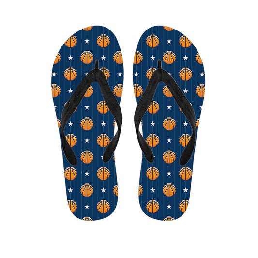 Basketball And Star Pattern Print Flip Flops