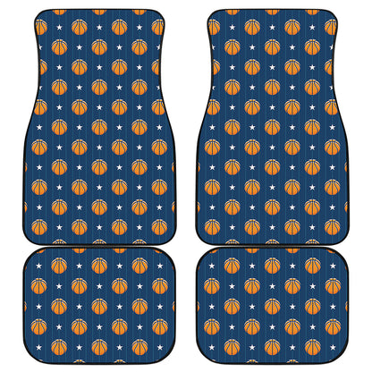Basketball And Star Pattern Print Front and Back Car Floor Mats