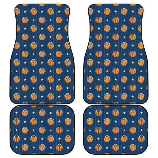 Basketball And Star Pattern Print Front and Back Car Floor Mats